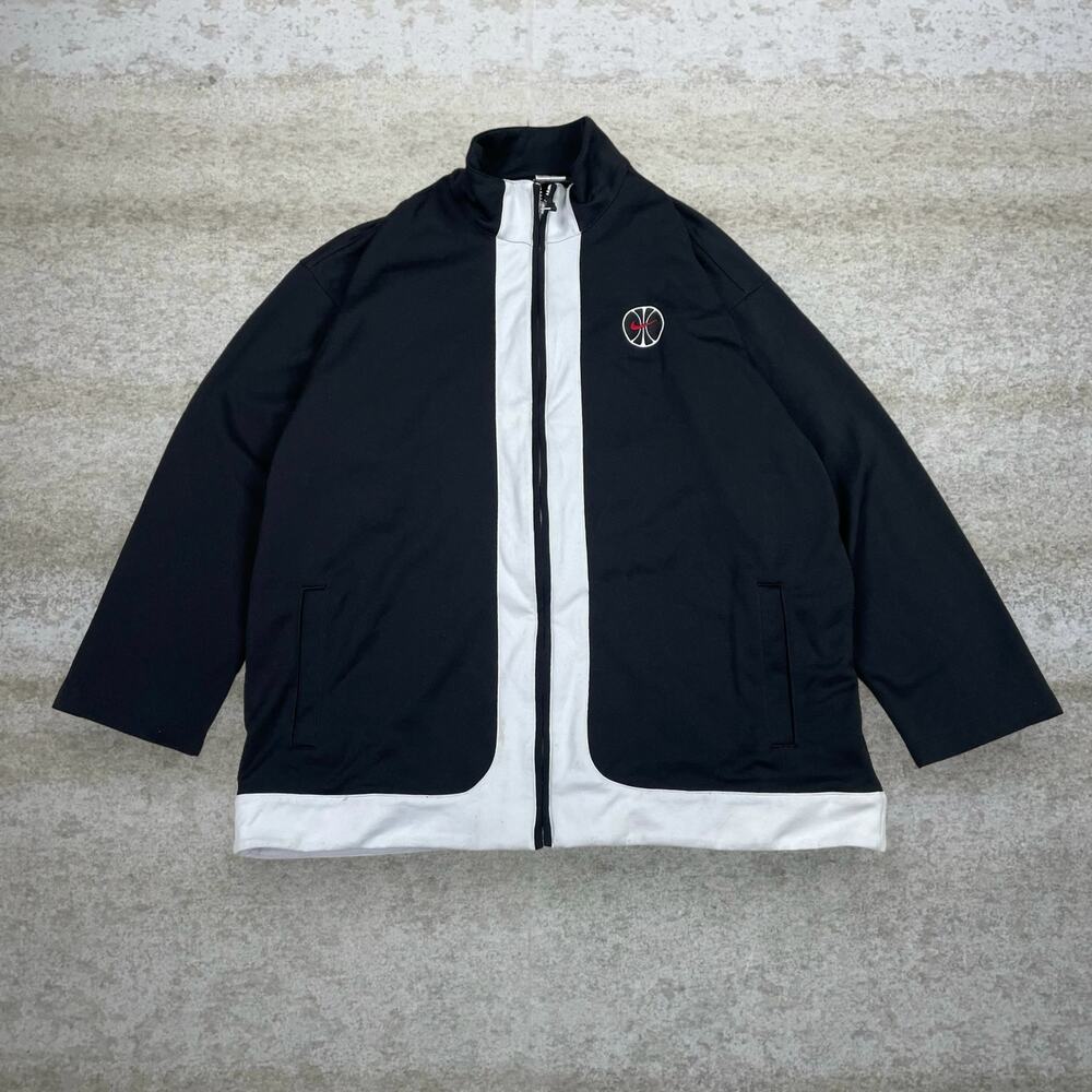 Vintage 90s Nike Track Jacket Mens XL Baggy Fit Jet Black White Red Basketball